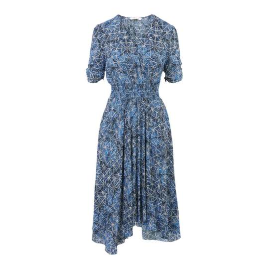 朗姿高级感气质显瘦泡泡袖连衣裙夏季新款别致裙子女设计感小众