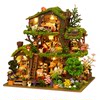 Forest adventure diy cabin building block assembly model