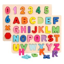 Children's digital letters hand -grasping board three -dimensional puzzle board baby development intellectual Montessori early education puzzle toys