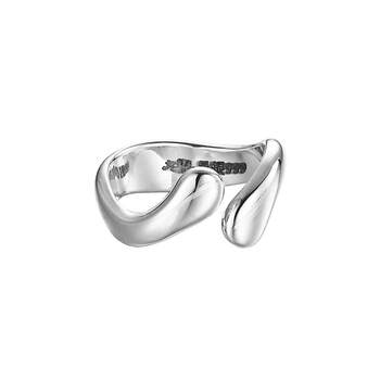 Pure silver 999 moon water drop open ring