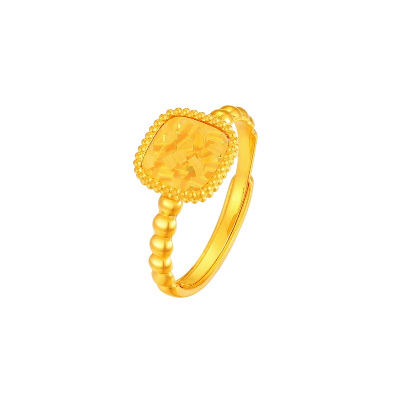 Chao Hongji rainbow gold fantasy small sugar cube gold ring sparkling crushed ice solid gold birthday gift price