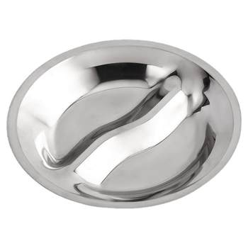 Stainless steel fast food plate two-grid round rice plate kindergarten student dining plate dish canteen dining plate divided into dining plate