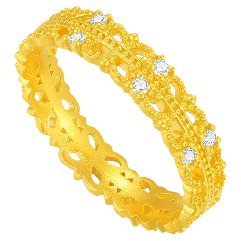 Trendy Acer Intangible Cultural Heritage Filigree Thousand Gold Gold Diamond Ring Pure Gold Ring Hand Decoration 5G Gold Retro Lace Birthday W
