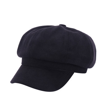 Cheese shop face-showing little black retro newsboy hat for women