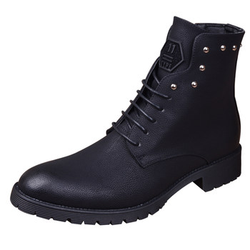 Men's british martin boots winter men's inner height increasing black