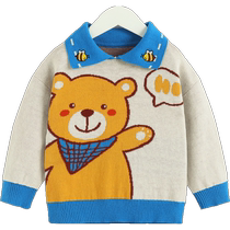 Qiqi Bear Baby Sweater Spring and Autumn Pure Cotton Girls and Boys Polo Shirts Thin Baby Tops Spring Childrens Knitted Sweaters