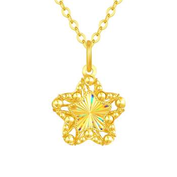 Chow tai sang gold wishing star pendant pure gold colorful star moon necklace pendant as a christmas gift for your girlfriend