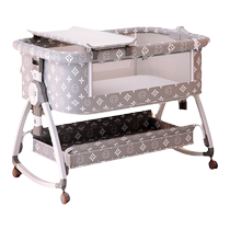 Natural art and folding crib spliced ​​large bed multi-functional portable removable baby bed changing table cradle bed