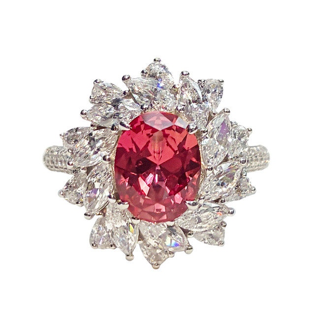 Brilliant 2 carat sunset color padparadscha ring for women