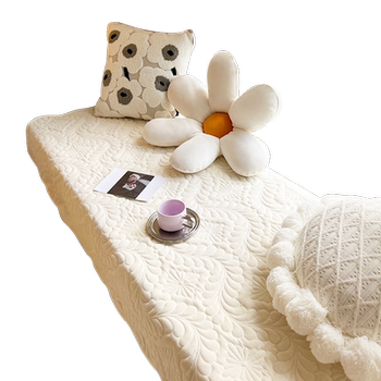 Cream plush bay window mat customizable and machine washable