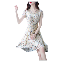 Summer style small chiffon dress for women new fashion retro summer short-sleeved floral skirt trendy style