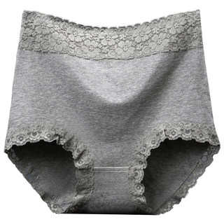 高腰内裤女纯棉收腹收小肚子提臀棉质面料蕾丝边大码三角裤头红色