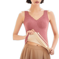 Bra-free thermal vest for women with chest pad integrated plus velvet autumn and winter top base layer inner thermal underwear