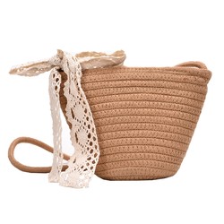 Woven bag women's straw bag 2024 new trendy fashion versatile ins crossbody bag seaside vacation bag bucket bag