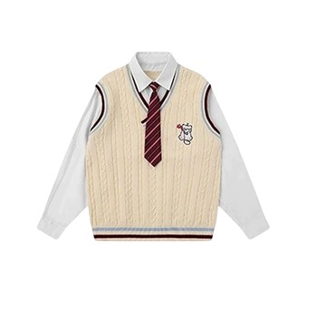 Bosie boxi college style fake two-piece sweater Bosie boxi college style fake two-piece sweater