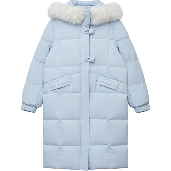 Dm100 plus size 100% female fat mm winter shoulder detachable fur collar long thickened down jacket