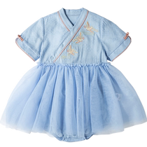 Mini bala bala girl baby childrens dress summer baby dress national style embroidered mesh bag fart dress