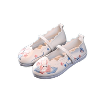 Hanfu shoes for girls rabbit shoes Chinese style costume baby embroidered shoes handmade old Beijing childrens Hanfu shoes