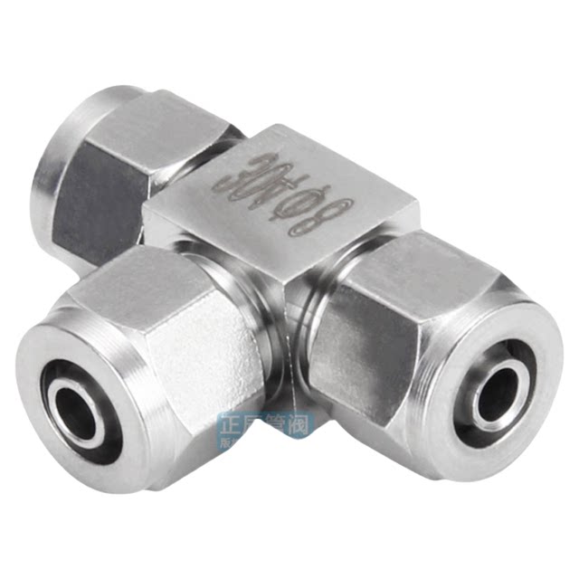 304 stainless steel quick screw tee in-between connector pu pipe hose tetrafluoronylon pipe T-type positive tee fast air pipe