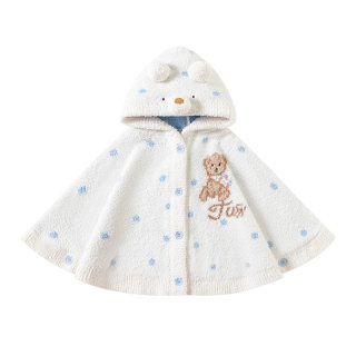 【新品】TugTug婴儿宝宝披风半边绒斗篷外出防风外套儿童保暖披风