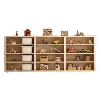 Children's pine wood solid wood lattice cabinet floor-standing low cabinet storage books and magazine cabinets toy cabinets student classroom bookcases