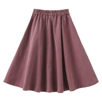 OLAMIMI custom 2024 summer parent-child color solid simple casual versatile mid-length denim skirt umbrella skirt