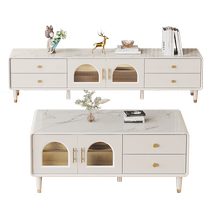 Simple modern TV cabinet living room small apartment mini floor-standing low cabinet cream style Internet red coffee table combination TV cabinet