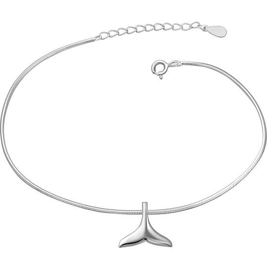 老银匠美人鱼尾纯银脚链女夏季鱼尾吊坠女情人节礼物s925银脚链女