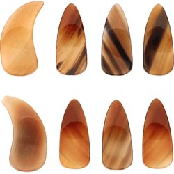 Horn guzheng nails for children and adults, professional playing grade natural horn nails, grooved double-sided curved nails