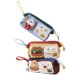 VANWALK Bear Burger Original Personalized Bear Food Pen Bag Cute Ins Girlfriend Stationery Zipper Pen Case