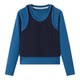 Senbaby children's clothing girls' brushed bottoming shirt two-piece set blue autumn and winter inner top