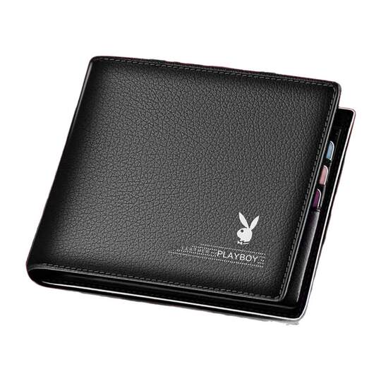 Playboy genuine leather short men's wallet