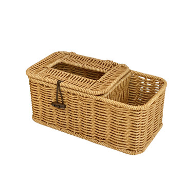 Ins retro style cardboard box home living room coffee table imitation rattan tissue box remote control scissors multi-function storage box