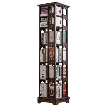 Rotating bookshelf 360-degree fully solid wood shelf landing