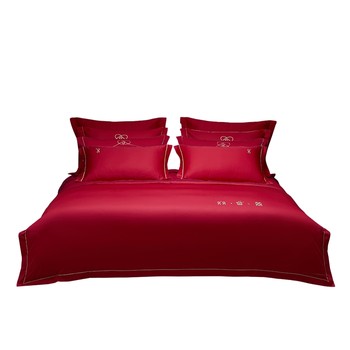 Wedding four-piece cotton double bed quilt cover luolai