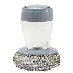 Pot Brush Artifact Automatic Liquid-Adding Dishwashing Brush Kitchen Household Pot Washing Brush Sponge Brush Steel Wire Pet Cleaning Ball Long Handle