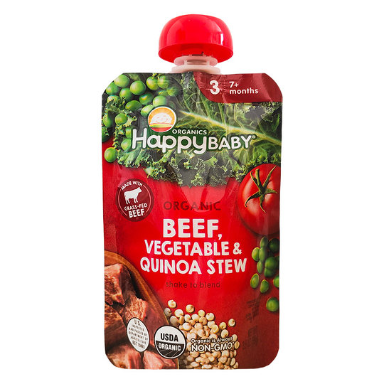 美国Happy baby禧贝有机牛肉蔬菜藜麦泥婴幼儿辅食泥99g 7月+