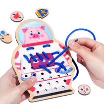 Childrens educational threading board threading rope beads to exercise babys finger fine movement toys Montessori early education teaching aids