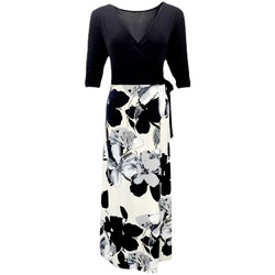 2024 ໃຫມ່ຂະຫນາດໃຫຍ່ Summer V-neck High Waist Slim Wrap Temperament Long Printed Large Hem Long Skirt Dress ສໍາລັບແມ່ຍິງ
