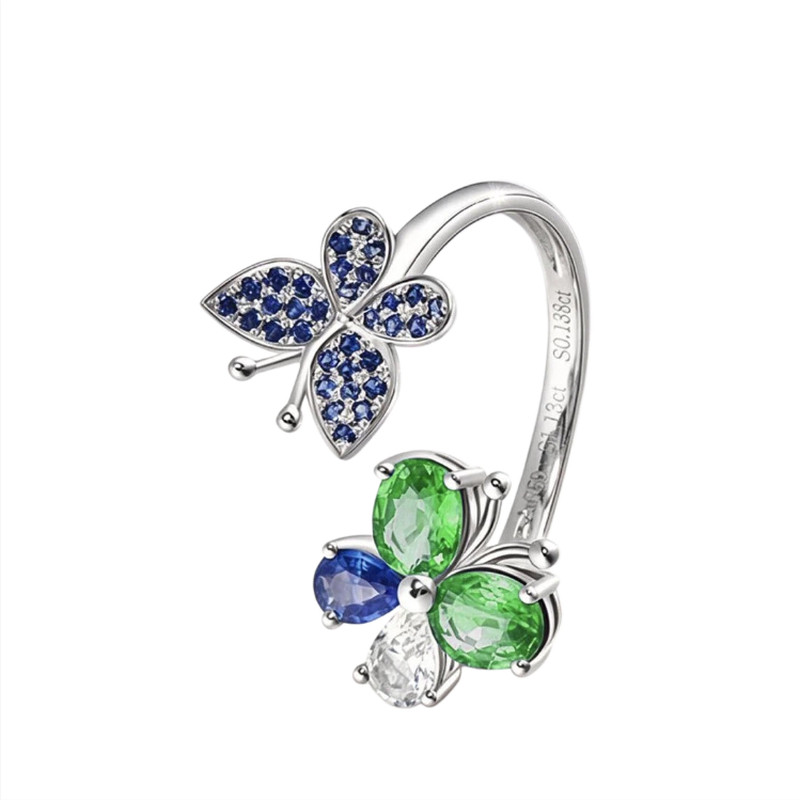 Xielong platinum sapphire tsavorite open ring