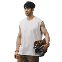 250g heavyweight vest mens summer fitness sports vest white top mens trendy cotton sleeveless mens T-shirt