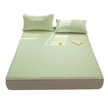 Ice silk cold bean mat and fitted sheet three-piece set
