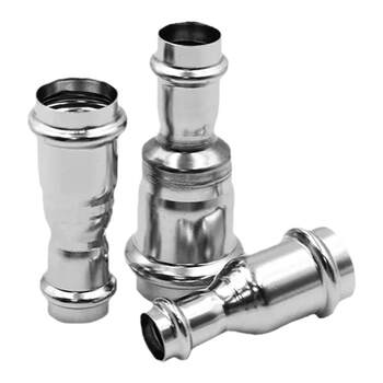 316L Thin-Walled Stainless Steel Double Crimp Pipe Fittings, Reducing Straight Connectors, Crimped Reducing Straight Connectors, Welding-Free Accessories