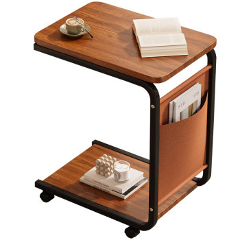 Living room movable side table two-layer antique style trolley