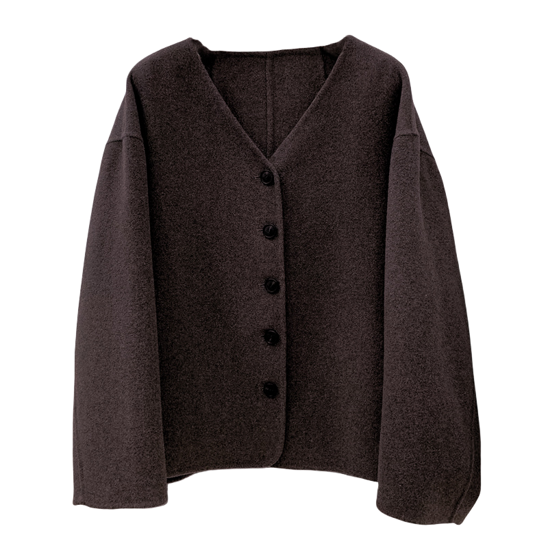 日系复古疏离感v领毛呢外套女秋冬冷淡系高级感开衫夹克呢子上衣