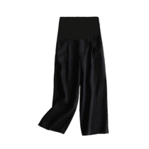 Maternity pants 2024 new spring and summer thin cotton and linen wide-leg pants for small people to support belly during pregnancy loose cropped pants