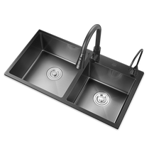Oaks 1566 kitchen sink double sink household nano 304 stainless steel dish sink under counter sink