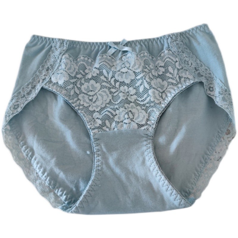Lace hip-covering women's large size mid-rise underwear
