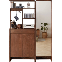 Sources wood-speak solid wood Shoe cabinet Guan Guan Cabinet Integrated Black Walnut Wood Living Room Partition Screen Cabinet New Chinese Room Hall Cabinet