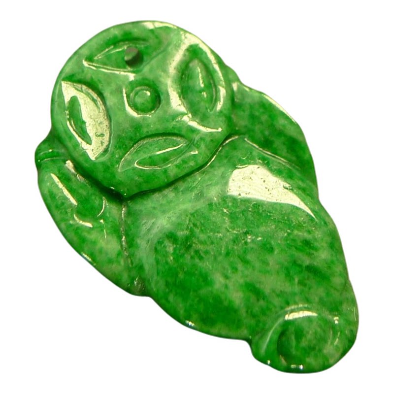 Spicy Green Burmese Natural Grade A Jade Golden Toad Ring Noodles